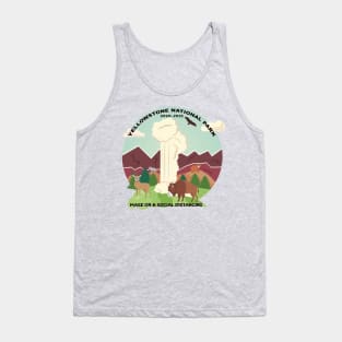 Mask On and Social Distancing at Old Faithful, Yellowstone National Park Tank Top